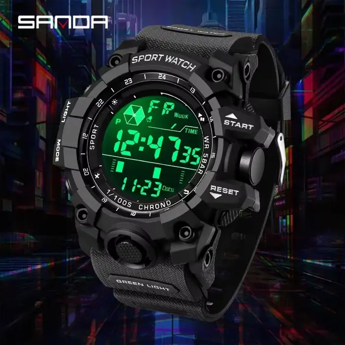 SANDA hommes montre de sport de plein air LED étanche analogique affichage numérique multifonction grand cadran montre-bracelet électronique G style mâle Cloc