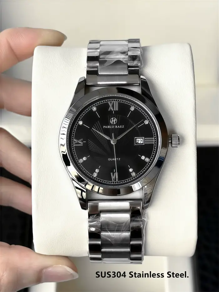 PABLO RAEZ vraies Photos marque de luxe montres pour hommes étanche lumineux Date montre en acier inoxydable mode Quartz homme montre-bracelet