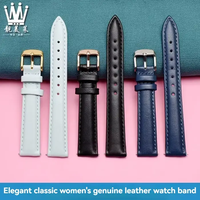 Bracelet de montre en cuir de vachette pour femme