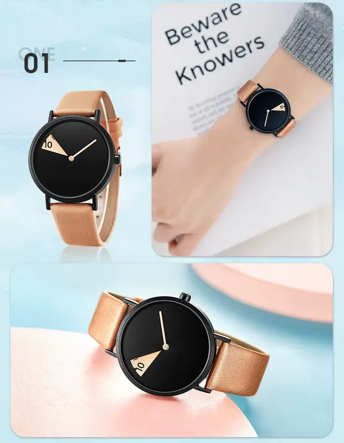 Montre Créative pour Femmes Bracelet en Cuir Cuivré Multicolore Occasions Spéciales