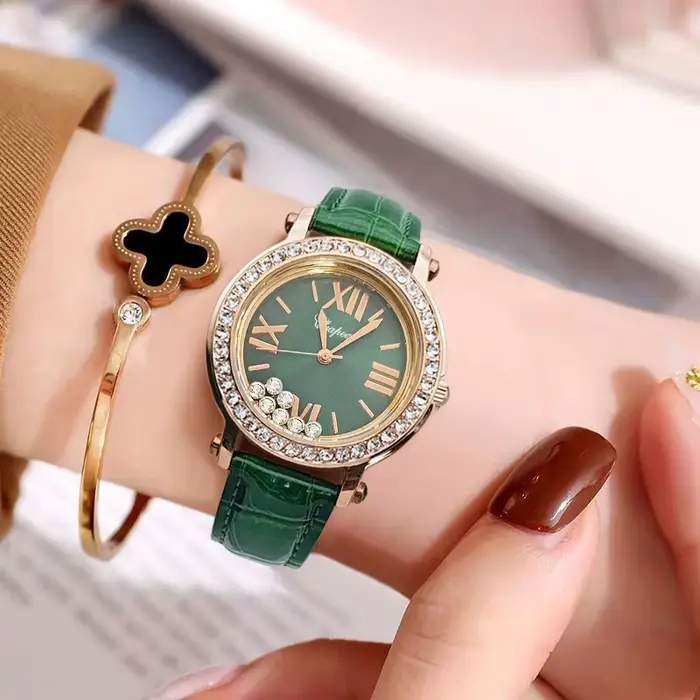 Nouvelle montre verte vintage tendance pour femme