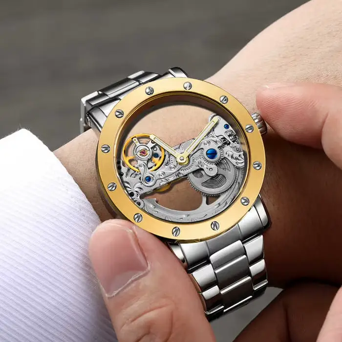 Relogio Masculino Forsining luxe haut marque montres pour hommes Transparent automatique horloges mécaniques en cuir