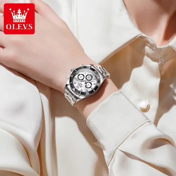 Montre luxe OLEVS Quartz avec chronographe résistante à l'eau pour femme occasions spéciales