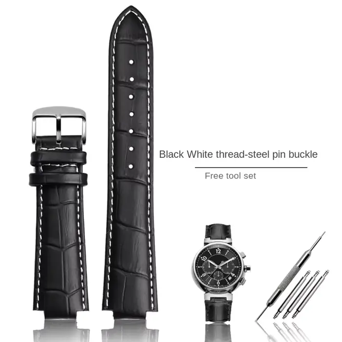 Bracelet de montre en cuir véritable pour homme et femme, bracelet de montre, série Louis Vuitton Ta