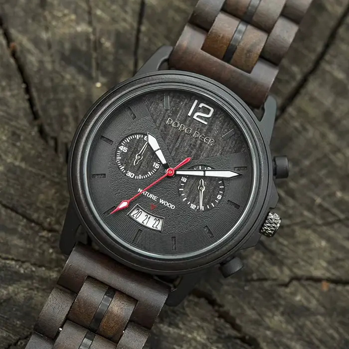 DODO DEER – montre-bracelet à Quartz en bois d'ébène pour homme, classique, à la mode, Date automatique, calendrier, cadeau pour lui, livraison directe