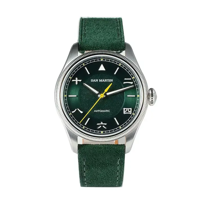 San Martin – montre automatique pour hommes, 39.5mm, montre-bracelet mécanique, lunette sculptée, sa