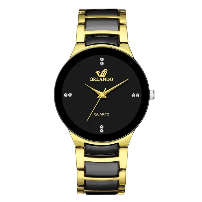 ORLANDO hommes montres de luxe nouveau arrivé Cool noir or Quartz acier montre-bracelet exquis Mascu