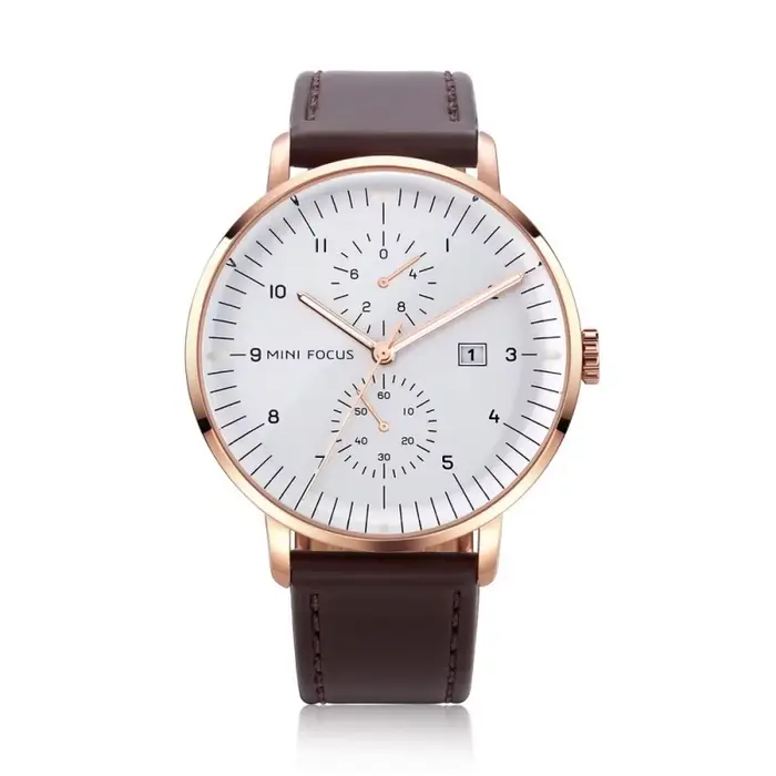 MINIFOCUS MF0052G Montre à quartz en cuir véritable avec cadran