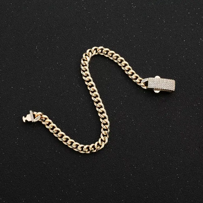Bracelet et collier de luxe Monaco en zircon blanc bijoux en laiton 14k chaîne Monaco décoration diamants noirs et blancs bijou unisexe pour femmes et hommes occasions spéciales