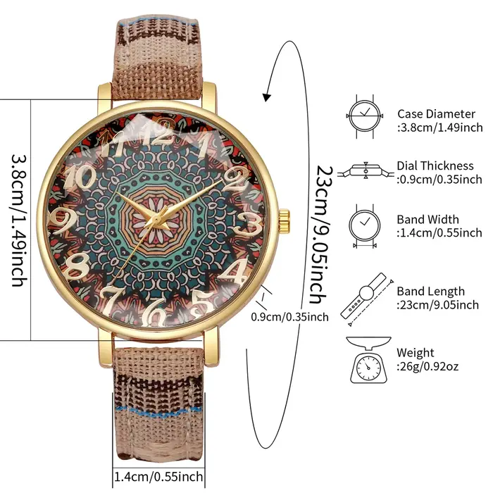 Montre à quartz pour femmes avec cadran arabe vintage