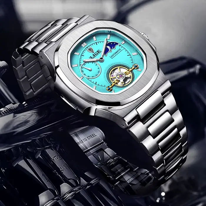 LIGE 2024 montre automatique pour hommes mode en acier inoxydable montres de luxe