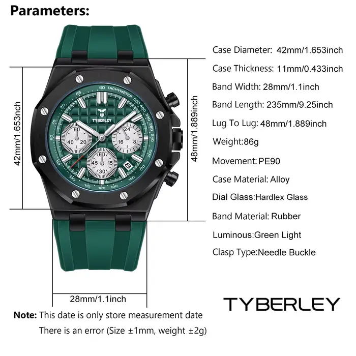 2025 nouvelles montres pour hommes TYBERLEY montre à Quartz de luxe de marque supérieure