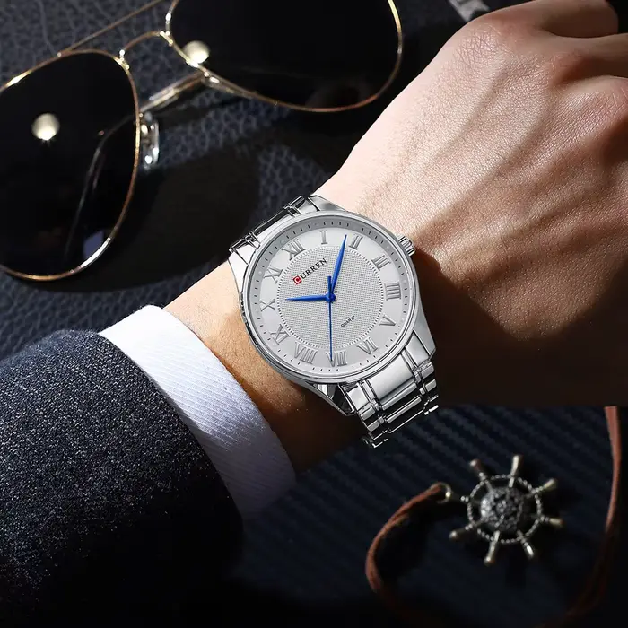 CURREN or montre pour hommes haut de gamme de luxe or Quartz acier inoxydable étanche affaires mode Simple