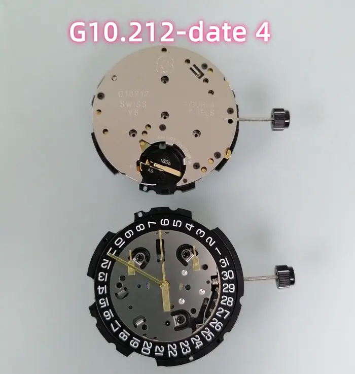 Mouvement Quartz G10.212 V8 avec Date et 4 Pièces de Rechange pour Montres Occasions Spéciales Blanc Rouge Horlogerie Précision Elégance