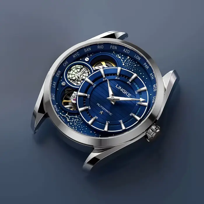 Montre de Sport Tourbillon Luxe Tendance Homme Affichage Lumineux Bracelet Acier Robuste Occasions Spéciales