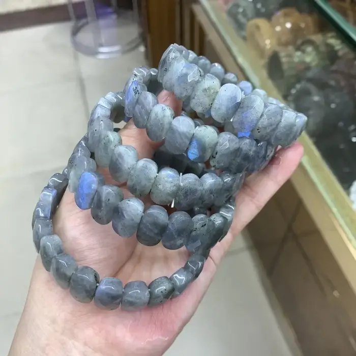 Bracelet en Pierre de Labradorite Unisexe Design Moderne Élégant pour Fêtes et Journées Actives
