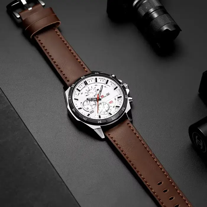 Montre en cuir noir Top marque Motorsport série Style mouvement à Quartz calendrier décoratif