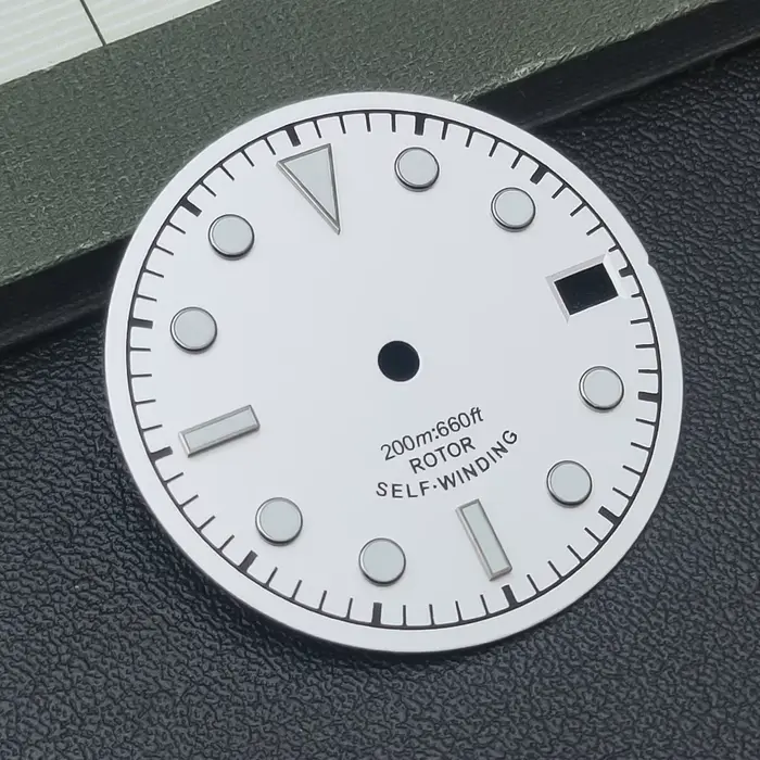 Neiton – cadran de montre noir blanc bleu gris vert, 28.5mm, cadran lumineux vert adapté au mouvemen