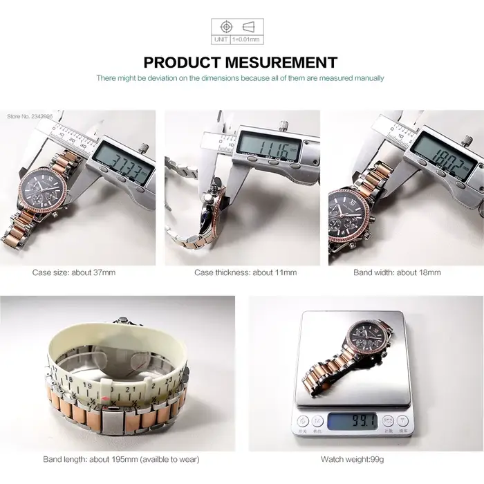 MINO FOCUS Montre à quartz multifonctionnelle pour femme - Acier inoxydable étanche lumineux