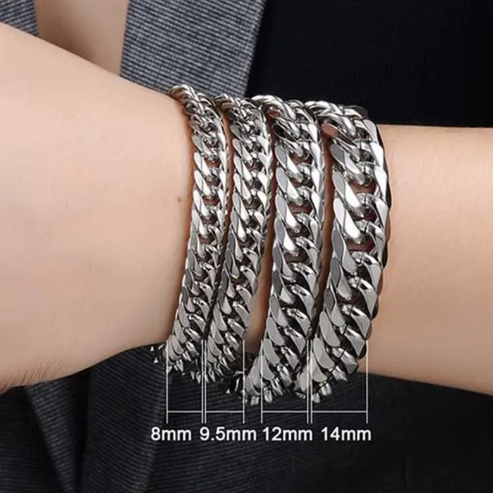 Bracelet à maillons cubains en acier inoxydable 316L