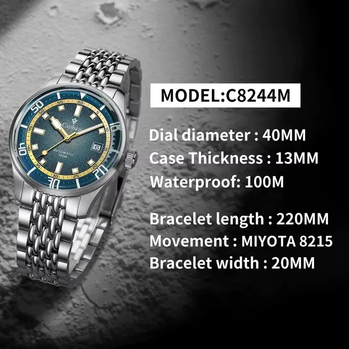 Cadisen 2026 Nouvelle Montre Mécanique pour Homme en Acier Inoxydable avec Mouvement 8215 Étanche 10 ATM Luminescente Marque de Luxe Haut de Gamme