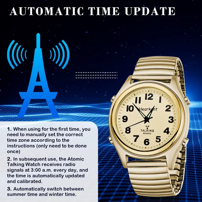 Montre Hearkent Horloge Atomique Américaine avec Bracelet Elastique Numérique Pour Hommes et Femmes Occasions Spéciales Cadeau Pour Les Parents