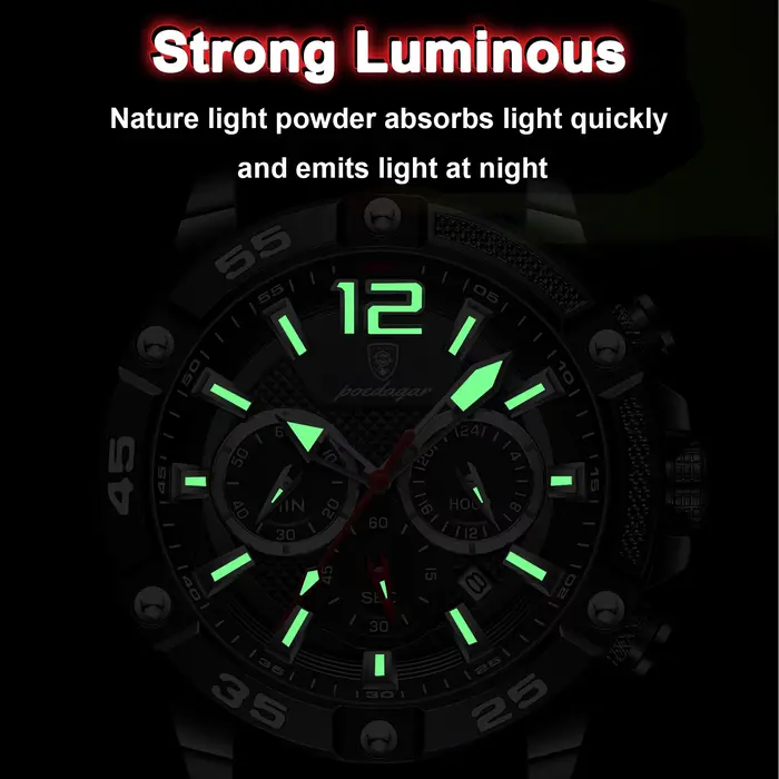 POEDAGAR Original mode hommes montres étanche lumineux chronographe Date sport homme montre-bracelet de haute qualité