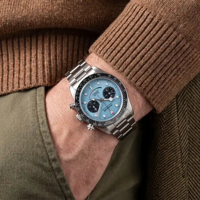 Montre chronographe Sugess ST1907 Acier Inoxydable Boîtier Rond Avec Verre Saphir Pour Hommes Occasions Spéciales