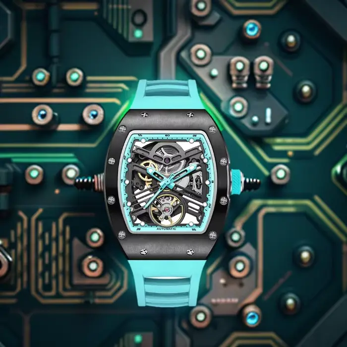 Montre mécanique en Fiber de carbone édition limitée style cyberpunk résistante à l'eau pour homme occasions spéciales et sportifs