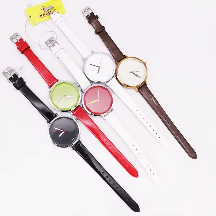 Julius Lady-Montre à quartz japonaise pour femme, grandes heures, horloge, bracelet habillé, couleurs mélangées, cuir, cadeau d'anniversaire pour fille, sans boîte, mode
