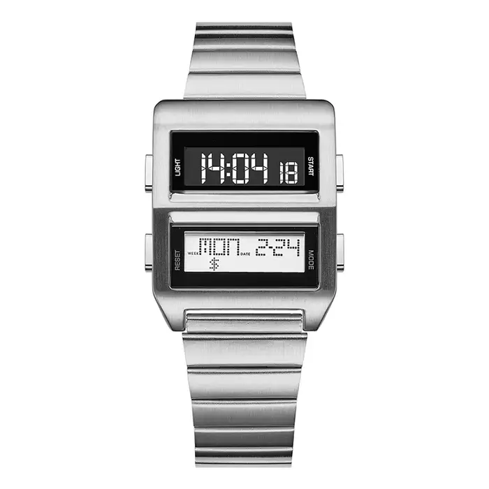 Montre numérique Choice Day pour homme, étanche, lumineuse, avec date, bracelet en acier inoxydable,