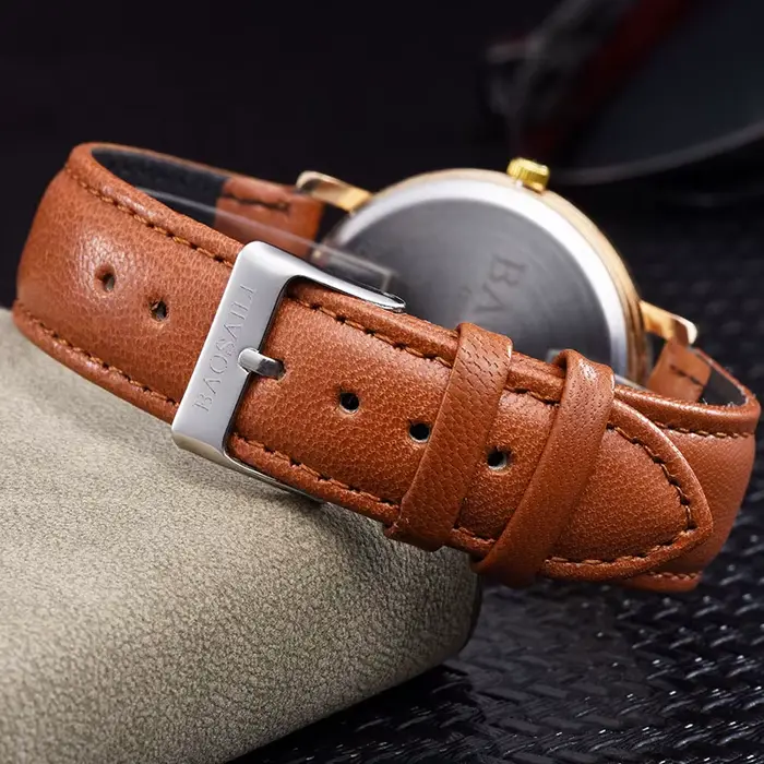 Montre à quartz pour femme C-9301 Morning Lake Fashion, cuir véritable