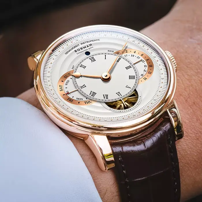BORMAN Design luxe hommes montre-bracelet automatique cadran squelette bracelet en cuir véritable saphir cristal verre