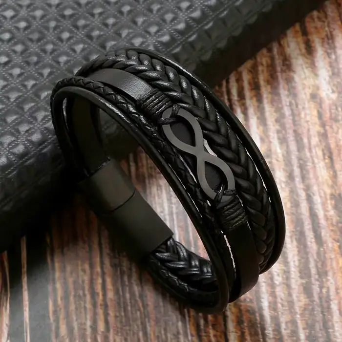 Bracelet en cuir multicouche pour hommes