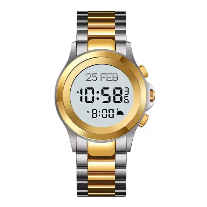 Montre musulmane Azan Qibla, rappel de la prière Fajr, arabe, anglais, islamique, cadeau pour homme 