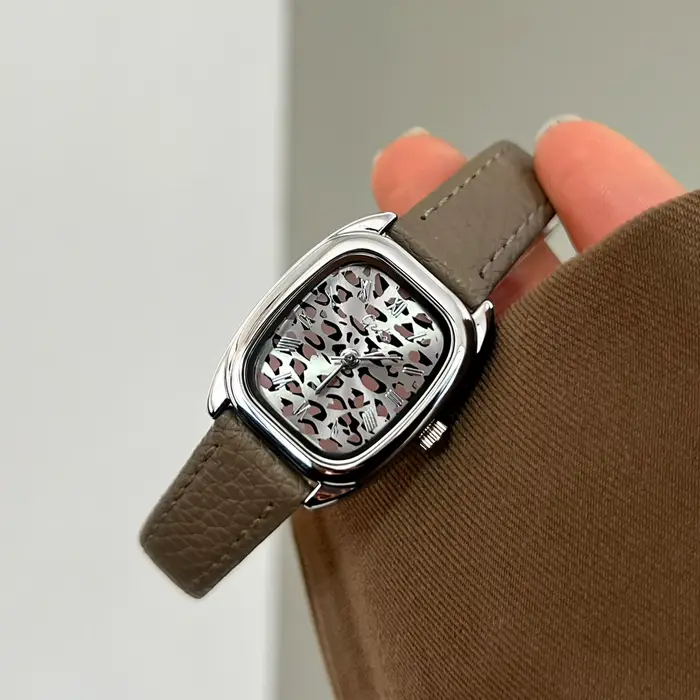Montre GEDI 2026 au design unique, étanche, carrée, style rétro européen et américain, imprimé léopa