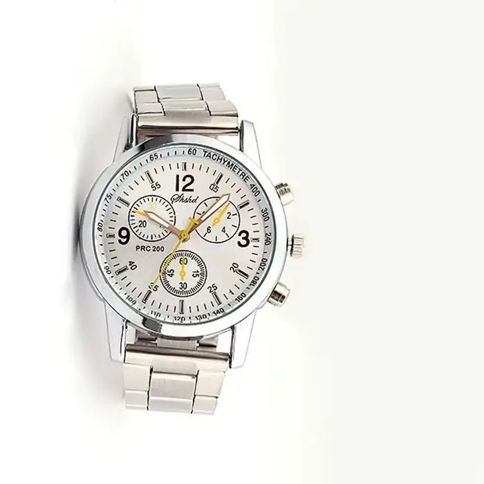 Nouvelle marque de luxe hommes montres à Quartz argenté pour homme