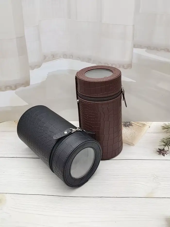 Remontoir de Montre Automatique Portable Boîte en Cuir PU Design Élégant Pour Collectionneurs Montres Voyage Occasionnels