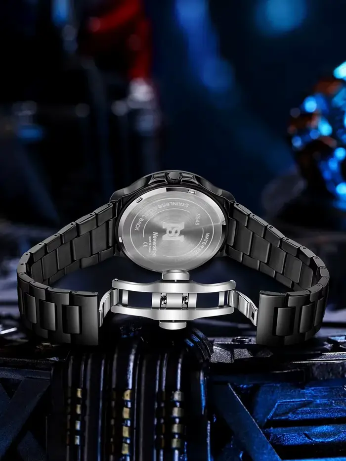 Montre à bracelet en acier pour hommes – Style Cool noir