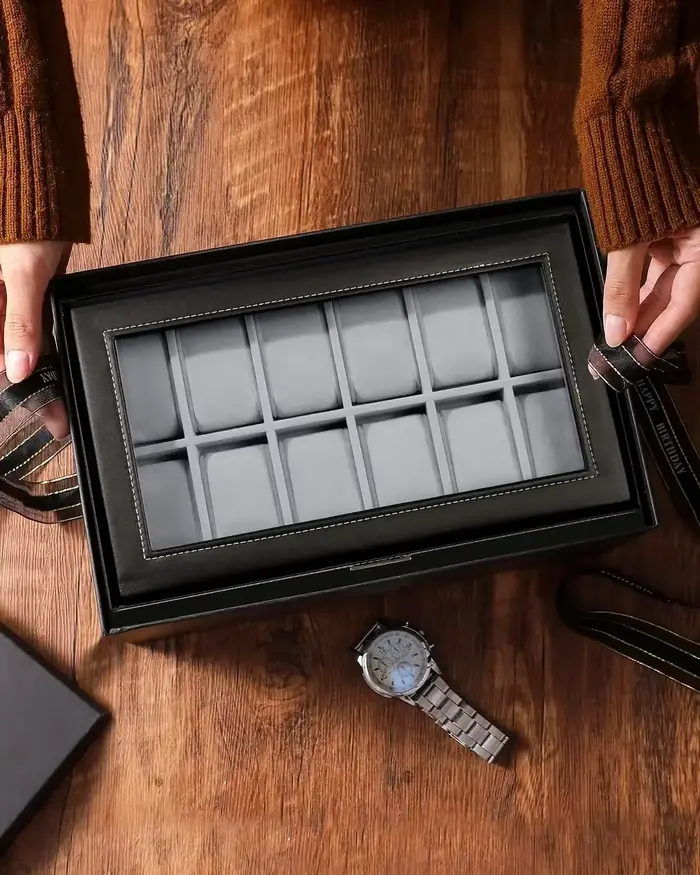 Boîte de montre en cuir PU pour hommes et femmes