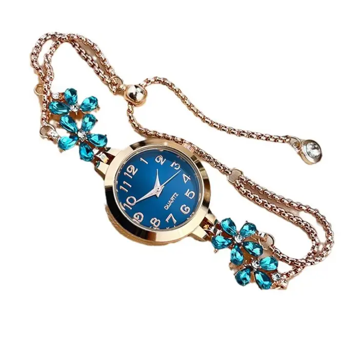 Nouvelle fleur strass montres Bracelet réglable