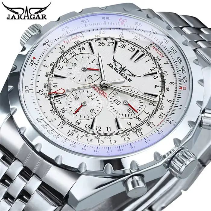 JARAGAR 212 mode hommes montre mécanique automatique étanche en acier inoxydable calendrier lumineux luxe homme d'affaires montres