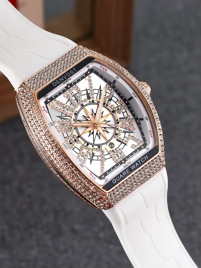 Montre DENVOSI Starry Sky Wine Barrel Quartz Bracelet en Silicone Luxe Hommes Occasions Spéciales