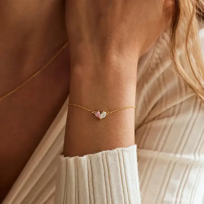 Bracelet personnalisé en forme de cœur pour femmes