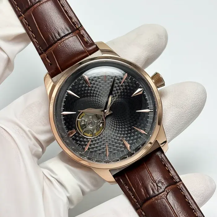 Montre ronde automatique mécanique rétro pour homme NH38, bracelet en cuir de haute qualité, équipée