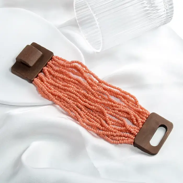 Bracelet géométrique en bois pour femmes