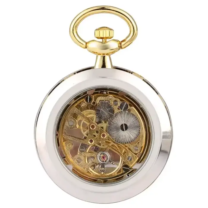 Montre de poche mécanique en bronze steampunk squelette doré ouverte pour hommes et femmes occasions spéciales