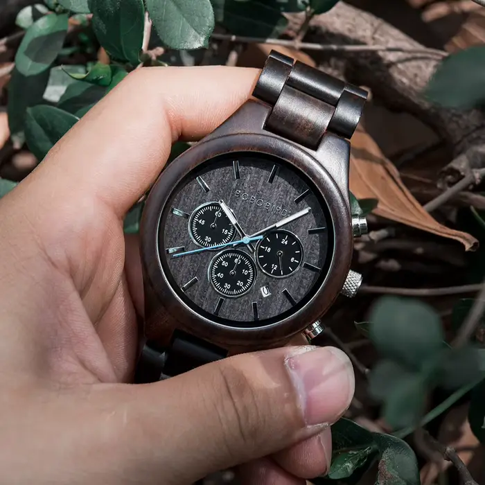 BOBO BIRD-Montre-bracelet chronographe en bois à quartz pour homme