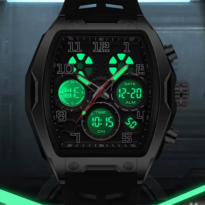 Hommes double affichage montres horloges 2025 M.A.W montres sport silicone montre-bracelet numérique quartz technologie multifonctionnelle