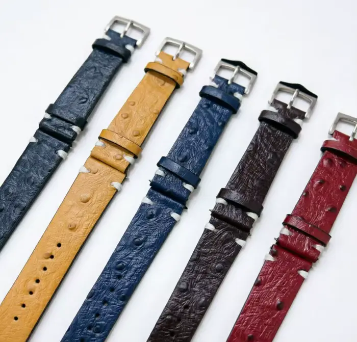 Nouvel Arrivage Bracelet de Montre en Cuir Grain d'Autruche 20mm 22mm avec Boucle Ardillon